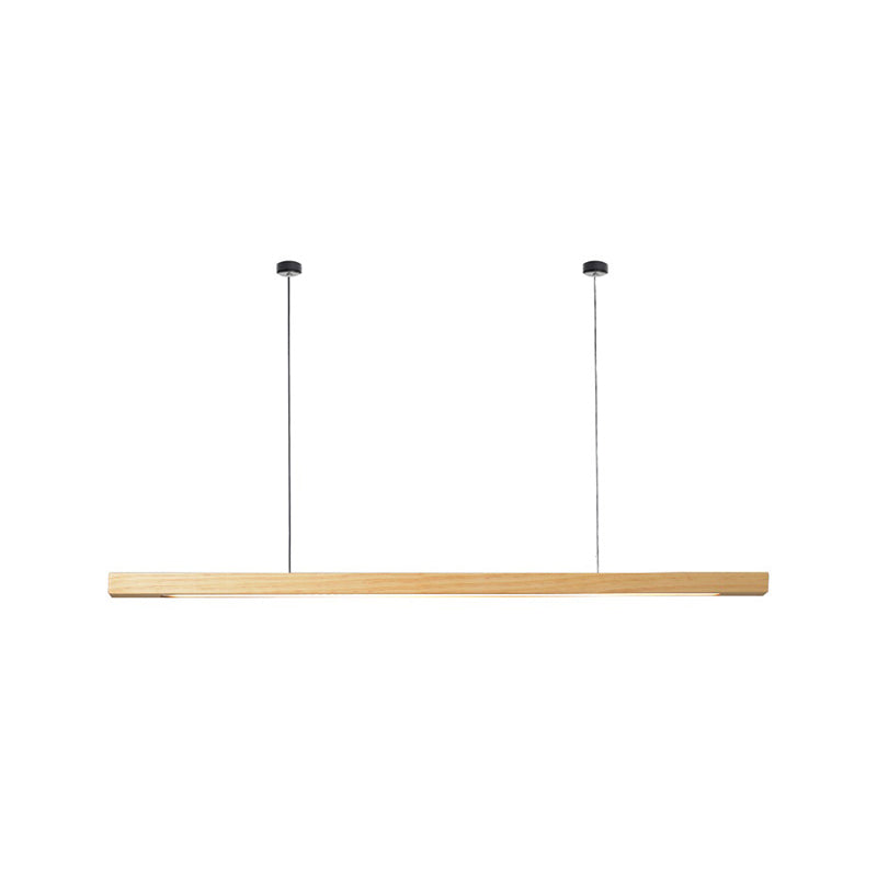 Modern Wood Island Lamp Linear 1-Light Restaurant LED Pendant Light with Acrylic Shade