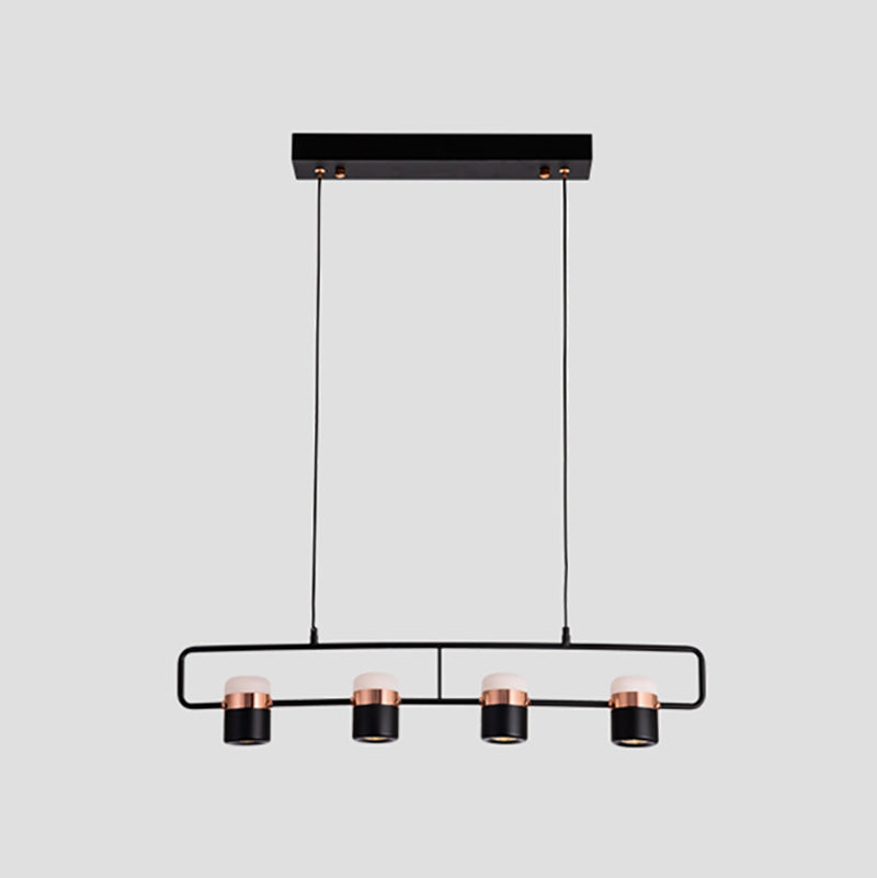 Modern Aluminum Track Light Cylinder Multi-Head Restaurant Hanging Lamp with Acrylic Shade