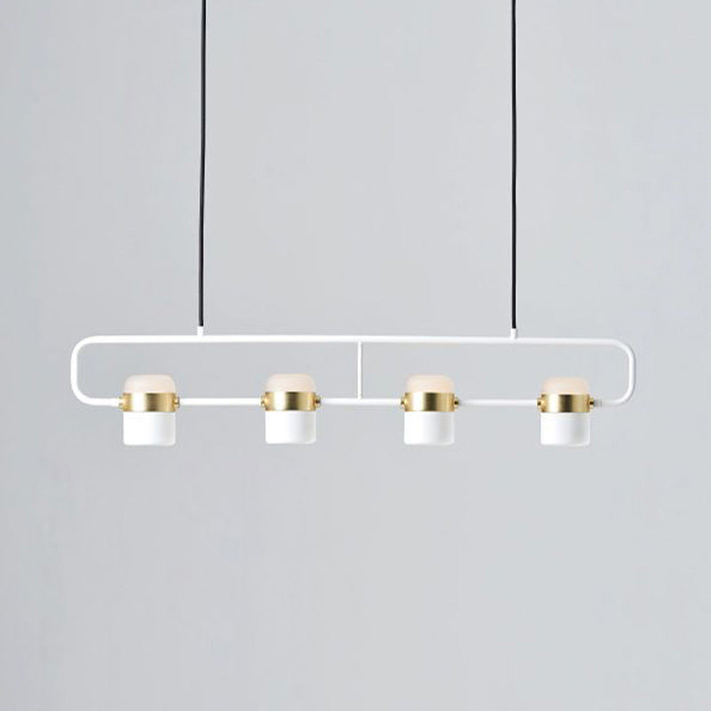 Modern Aluminum Track Light Cylinder Multi-Head Restaurant Hanging Lamp with Acrylic Shade