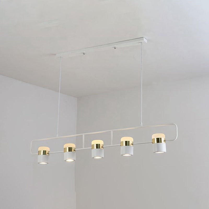 Modern Aluminum Track Light Cylinder Multi-Head Restaurant Hanging Lamp with Acrylic Shade