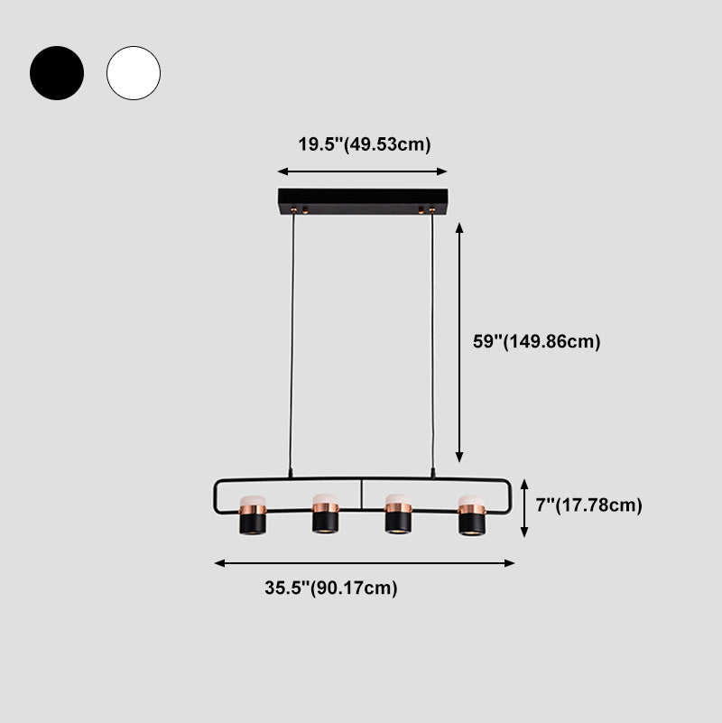 Modern Aluminum Track Light Cylinder Multi-Head Restaurant Hanging Lamp with Acrylic Shade