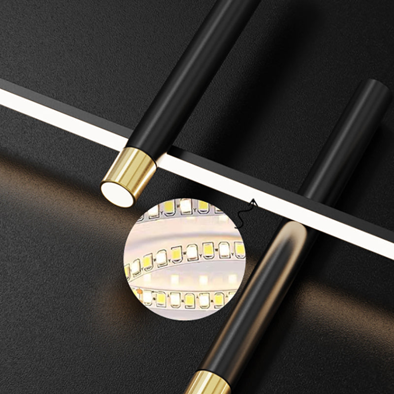 Black Metal Island Light Fixtures Modern Multi-Head Geometry Restaurant LED Hanging Lamps