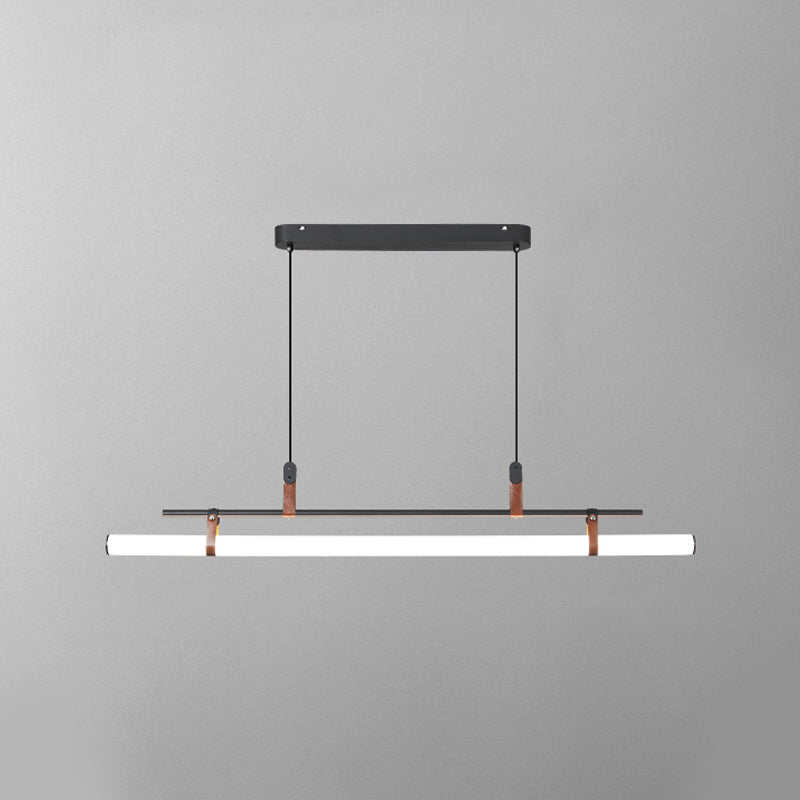 Modern Metal Island Lights Linear 1-Light Restaurant LED Hanging Lamp with Acrylic Shade