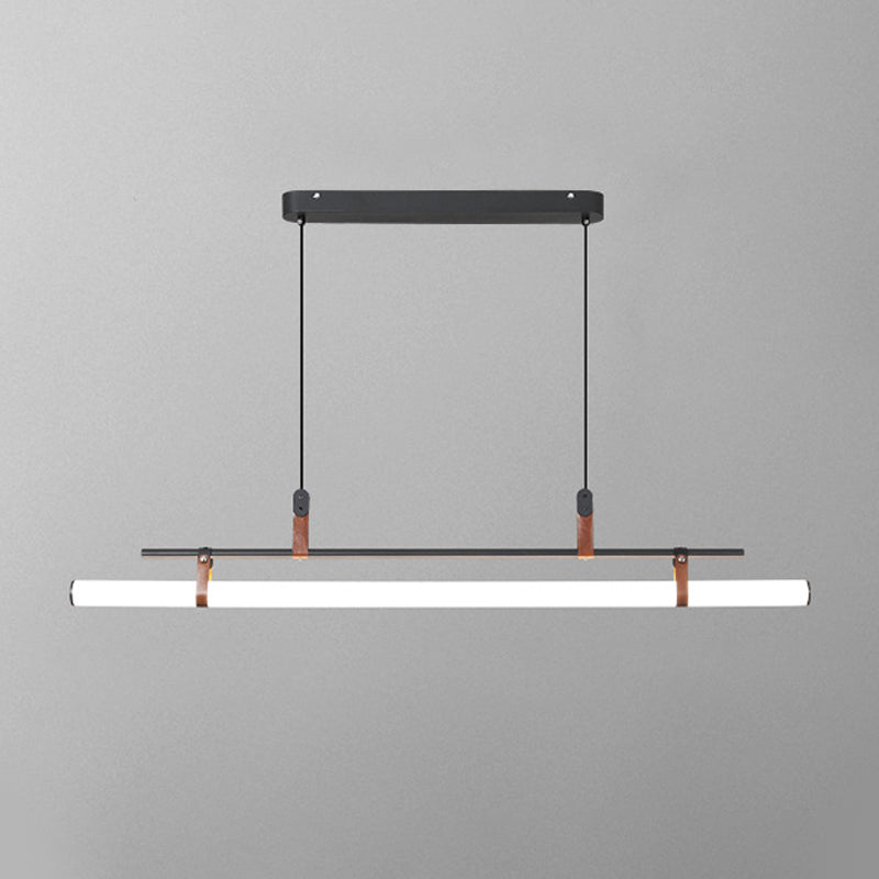 Modern Metal Island Lights Linear 1-Light Restaurant LED Hanging Lamp with Acrylic Shade
