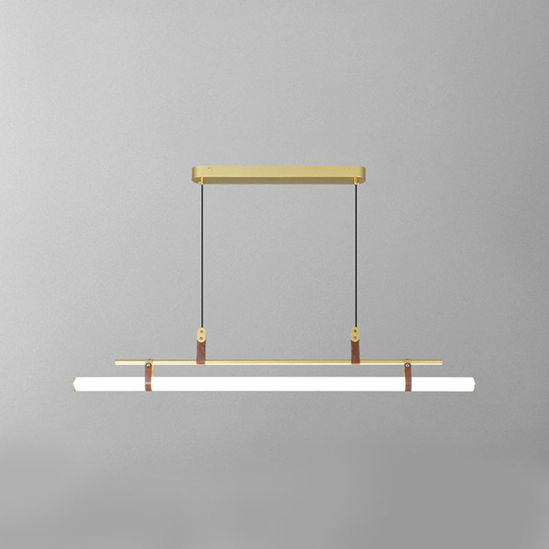 Modern Metal Island Lights Linear 1-Light Restaurant LED Hanging Lamp with Acrylic Shade