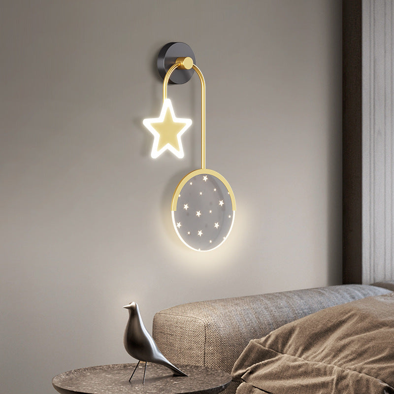 Luz de pared geométrica de metal Gold Nordic Gold 20 "Pled de pared LED de altura para dormitorio