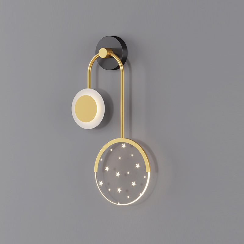 Luz de pared geométrica de metal Gold Nordic Gold 20 "Pled de pared LED de altura para dormitorio