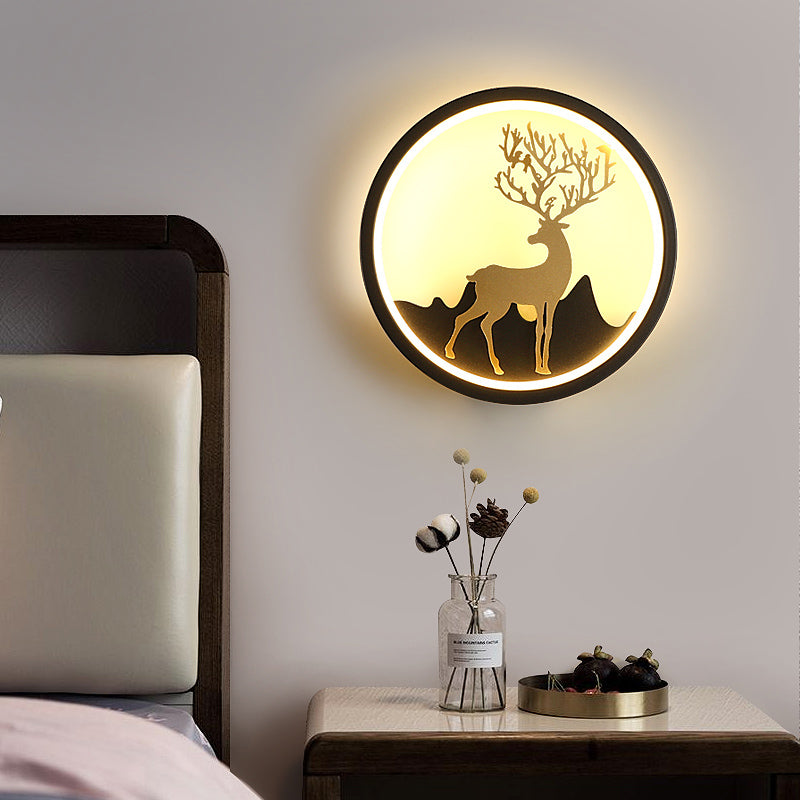 Forma de pared de metal de forma de ciervo estilo moderno de 1 luces de pared de pared.