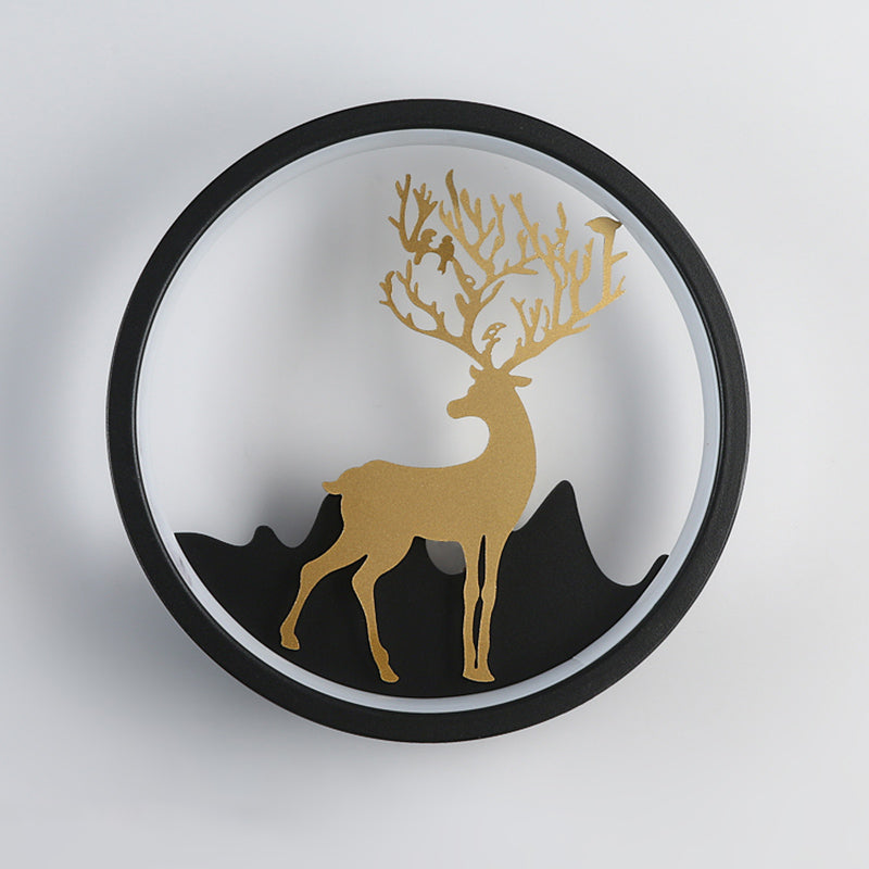 Forma de pared de metal de forma de ciervo estilo moderno de 1 luces de pared de pared.