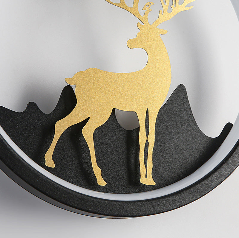 Forma de pared de metal de forma de ciervo estilo moderno de 1 luces de pared de pared.