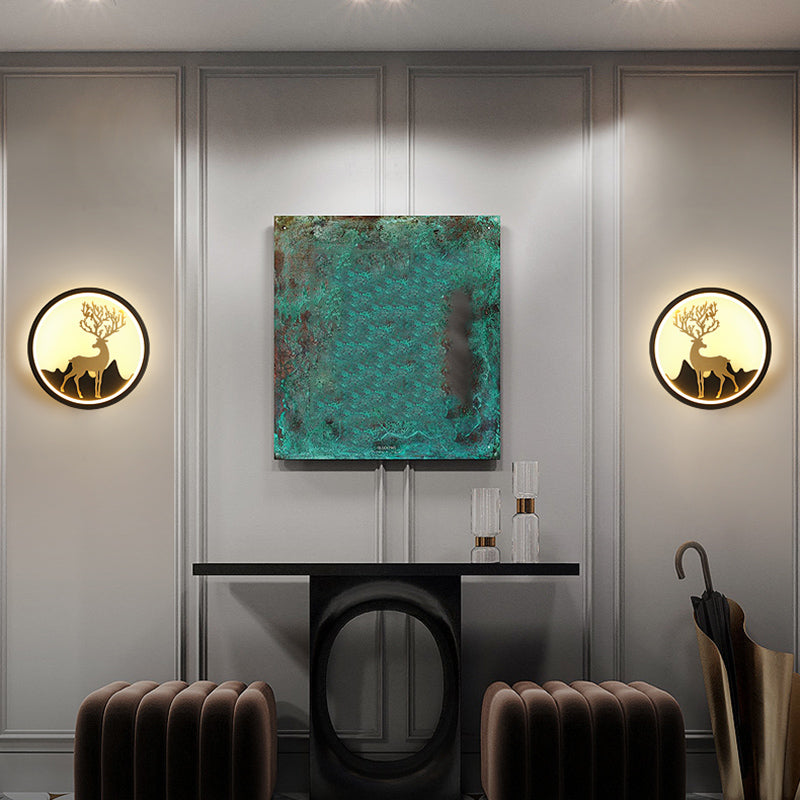 Forma de pared de metal de forma de ciervo estilo moderno de 1 luces de pared de pared.