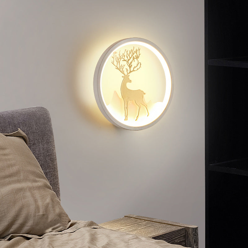 Forma de pared de metal de forma de ciervo estilo moderno de 1 luces de pared de pared.