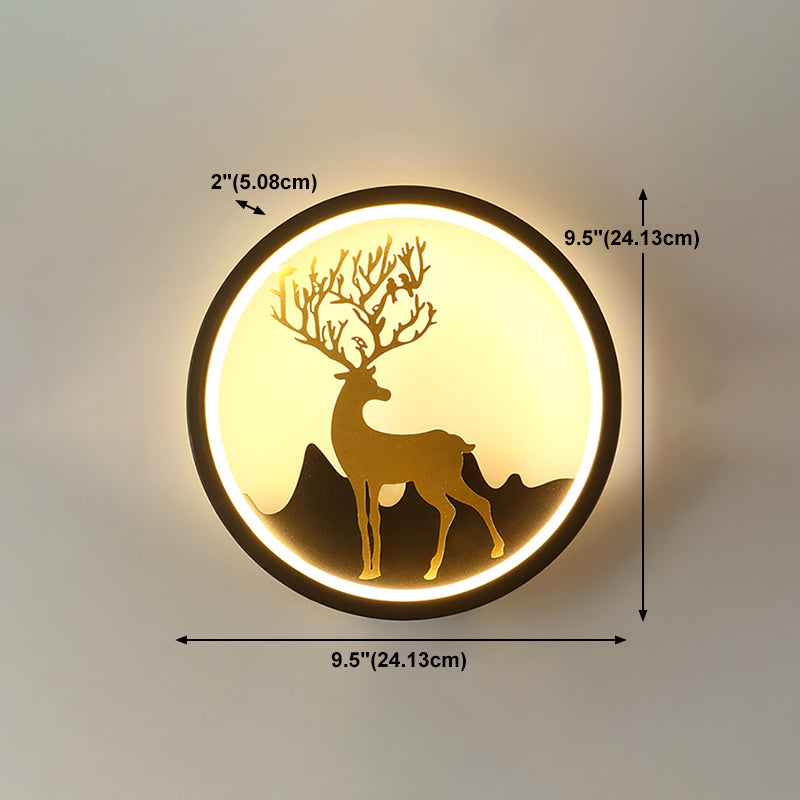 Forma de pared de metal de forma de ciervo estilo moderno de 1 luces de pared de pared.