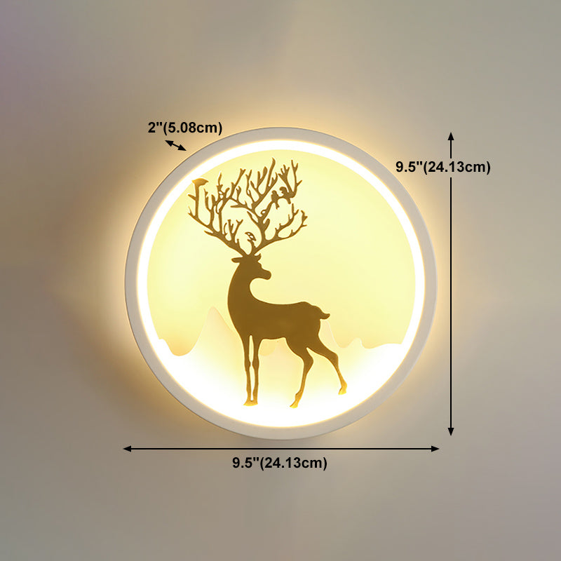 Forma de pared de metal de forma de ciervo estilo moderno de 1 luces de pared de pared.