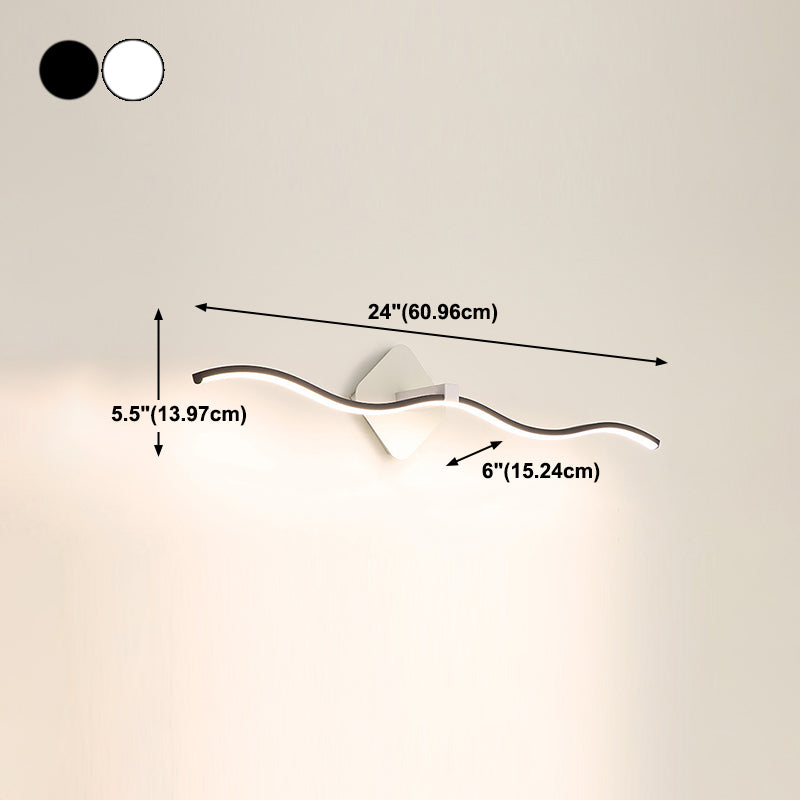 Vanité métallique moderne Lumière miroir à LED de forme linéaire pour salle de bain