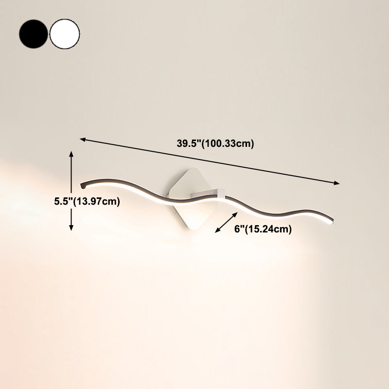 Vanité métallique moderne Lumière miroir à LED de forme linéaire pour salle de bain