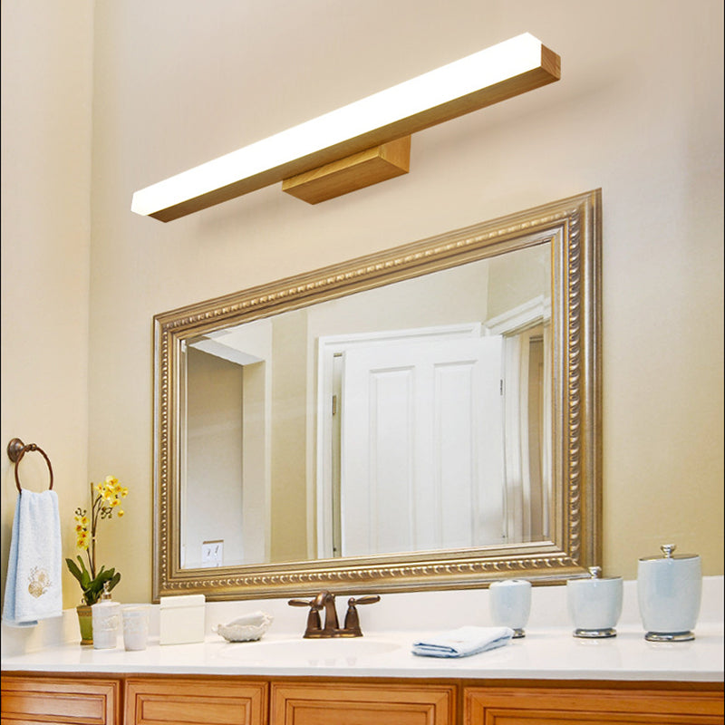 Miroir en bois simple moderne Miroir Light Rectangle LED Vanité LED pour chambre à coucher