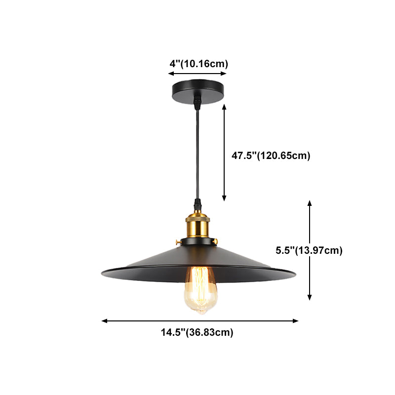 Industrial Style Cone Shape Pendant Lighting Metal 1 Light Pendant Light for Bedroom
