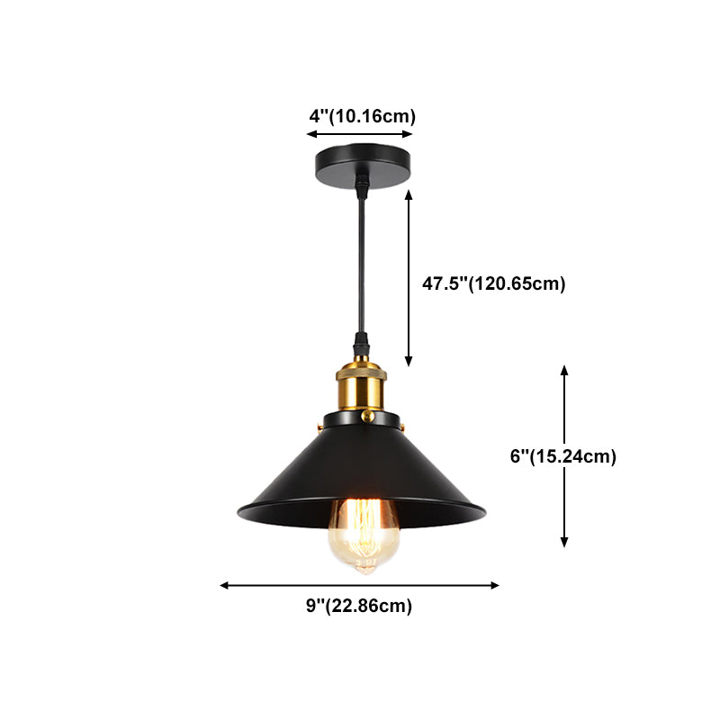 Industrial Style Cone Shape Pendant Lighting Metal 1 Light Pendant Light for Bedroom