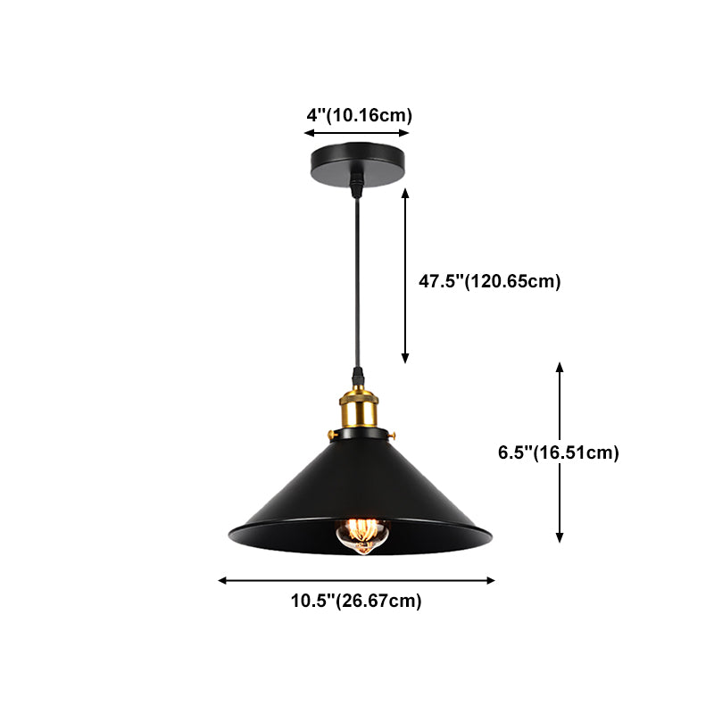 Industrial Style Cone Shape Pendant Lighting Metal 1 Light Pendant Light for Bedroom