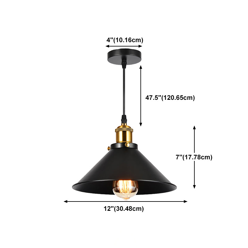 Industrial Style Cone Shape Pendant Lighting Metal 1 Light Pendant Light for Bedroom