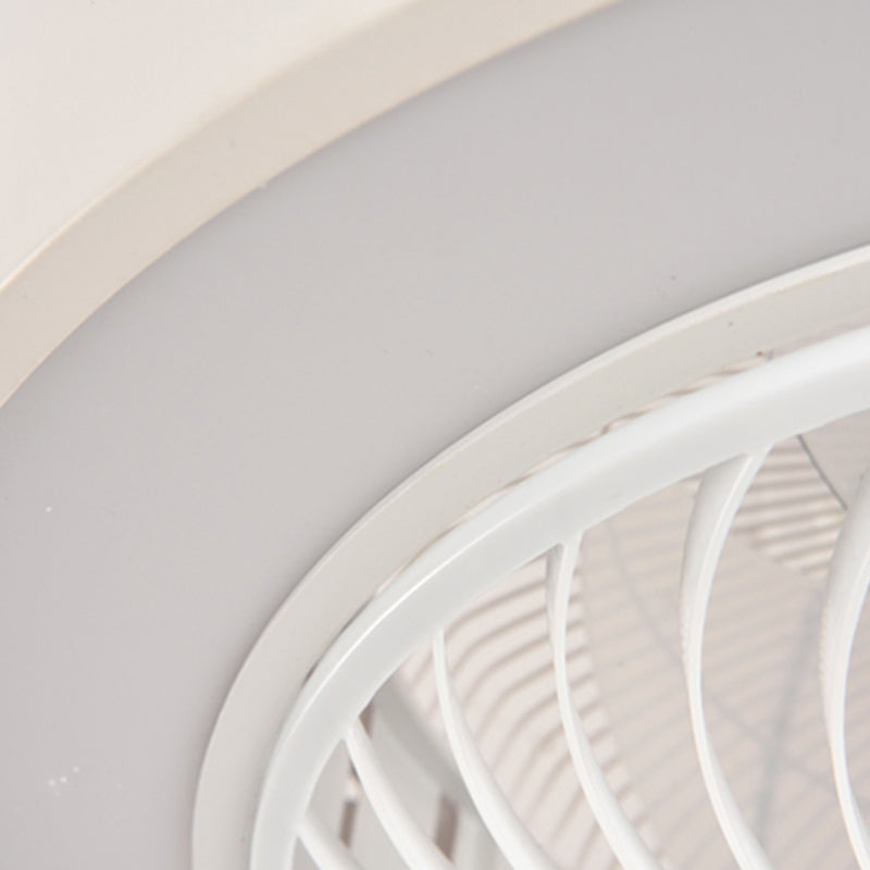 Lámpara de ventilador LED redondeo de macaron con cuchillas invisibles dormitorio de madera sólida semi flush luz