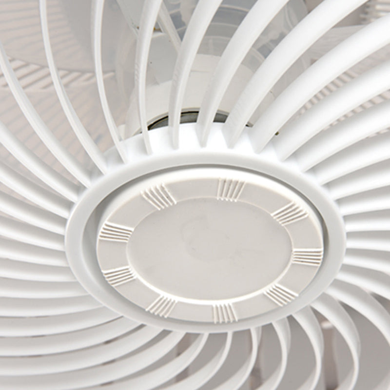 Lámpara de ventilador LED redondeo de macaron con cuchillas invisibles dormitorio de madera sólida semi flush luz