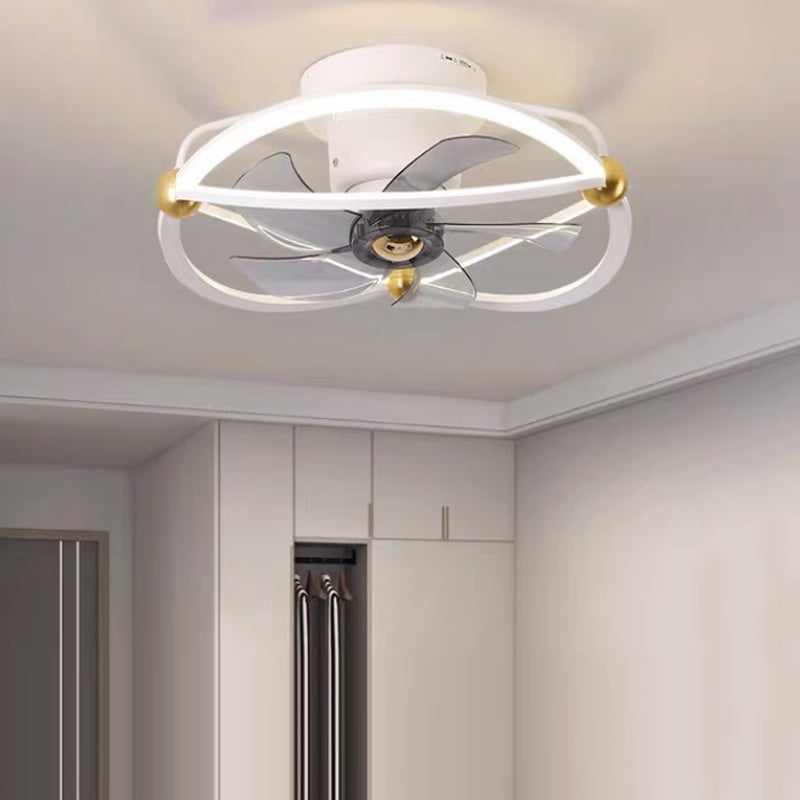 360-Degree Rotatable Fan Lamp Minimalist Metal Bedroom Semi Flush Mount Ceiling Light