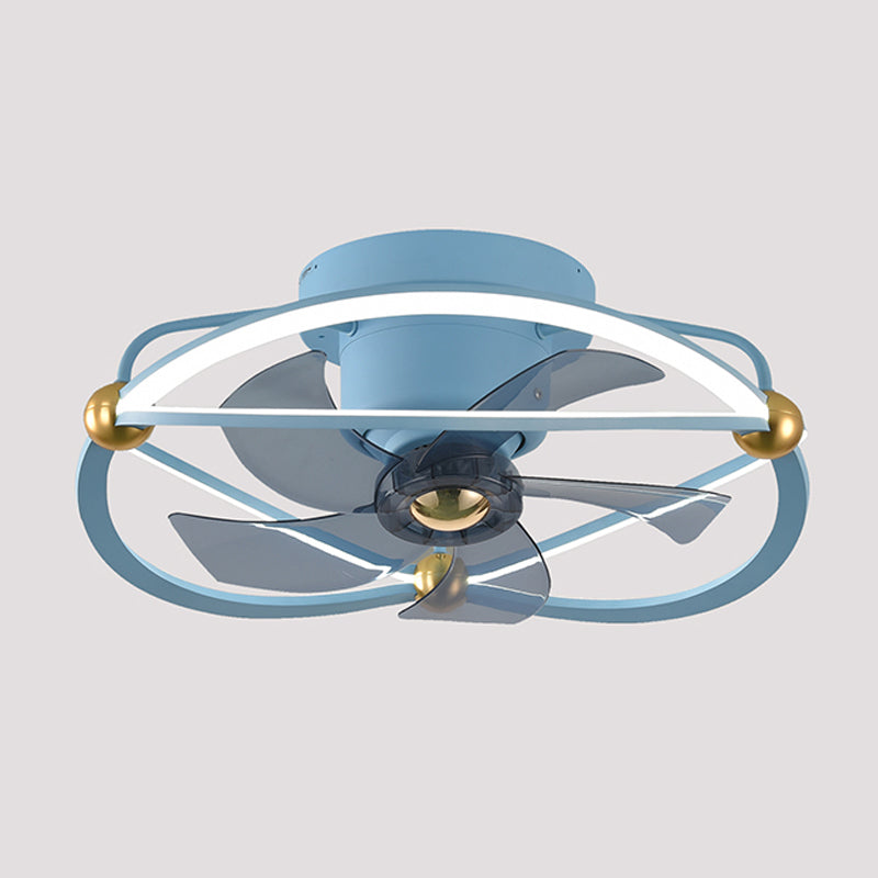 360-Degree Rotatable Fan Lamp Minimalist Metal Bedroom Semi Flush Mount Ceiling Light