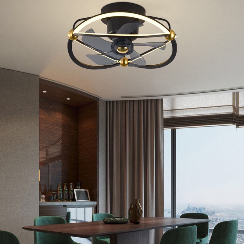 Lampe à fans rotatif à 360 degrés à 360 degrés Minimaliste Metal Bedroom Semi Flush Mount Light Light
