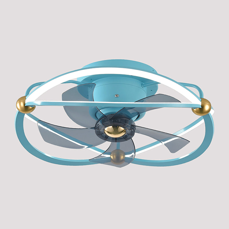 360-Degree Rotatable Fan Lamp Minimalist Metal Bedroom Semi Flush Mount Ceiling Light