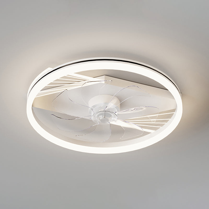 Ventilador de techo de dormitorio LED de metal ligero simple cerca de la iluminación del techo