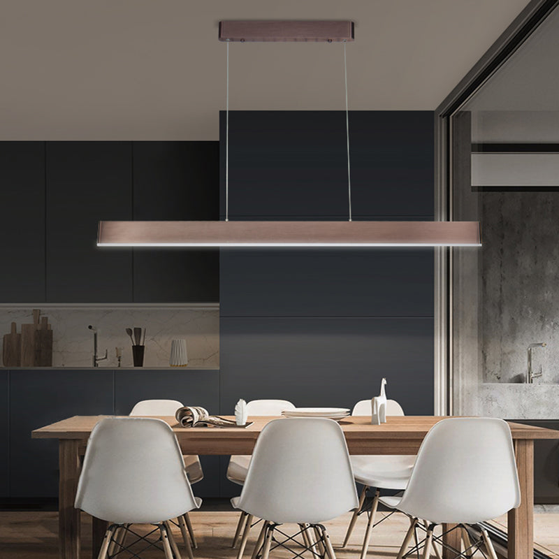 Modern Aluminum Island Light Rectangle 1-Light Restaurant Hanging Lamp with Acrylic Shade