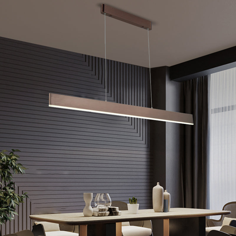 Modern Aluminum Island Light Rectangle 1-Light Restaurant Hanging Lamp with Acrylic Shade