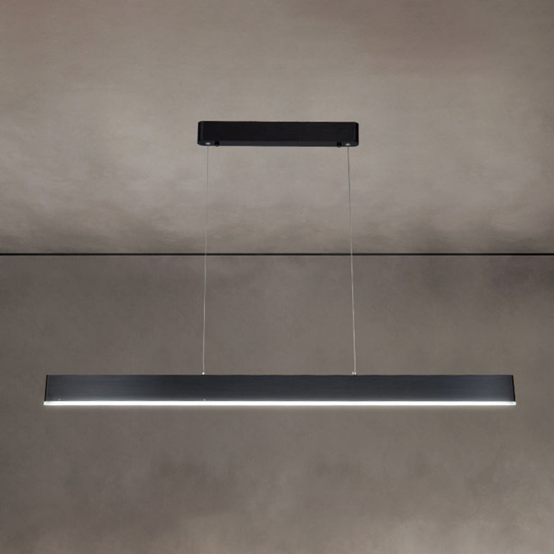 Modern Aluminum Island Light Rectangle 1-Light Restaurant Hanging Lamp with Acrylic Shade