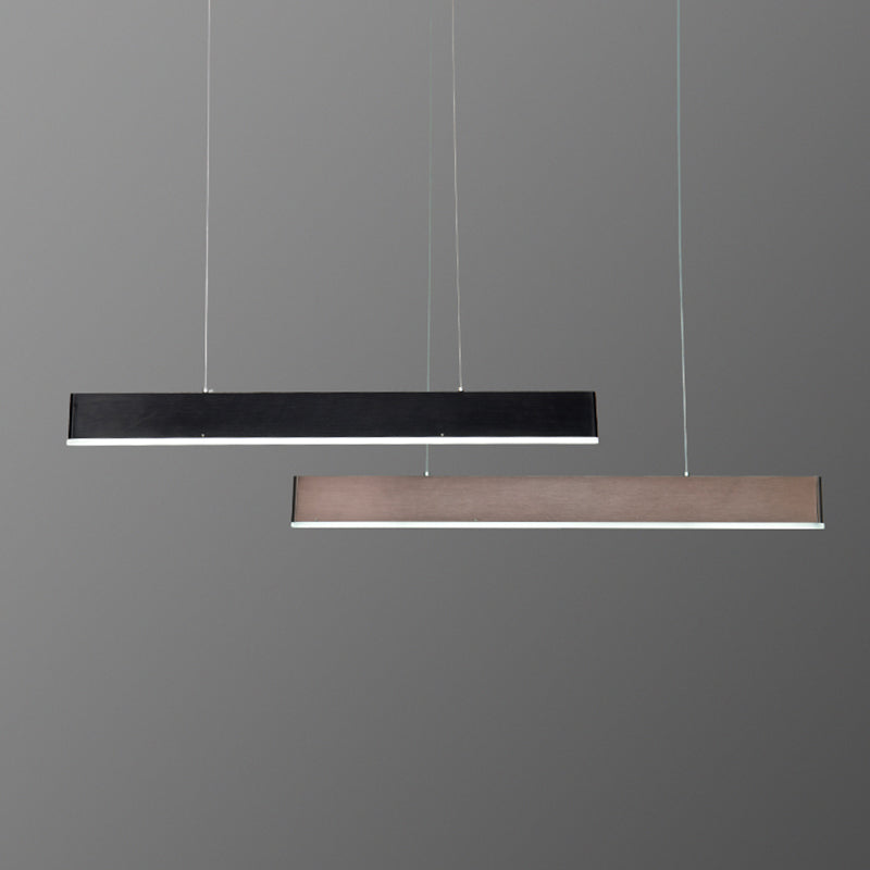 Modern Aluminum Island Light Rectangle 1-Light Restaurant Hanging Lamp with Acrylic Shade