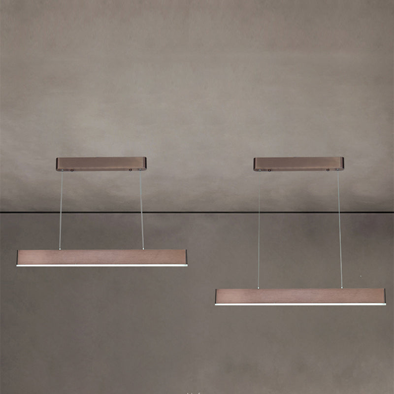 Modern Aluminum Island Light Rectangle 1-Light Restaurant Hanging Lamp with Acrylic Shade