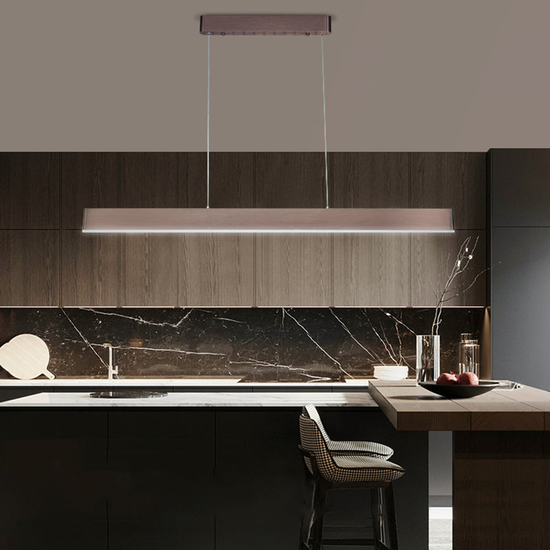 Modern Aluminum Island Light Rectangle 1-Light Restaurant Hanging Lamp with Acrylic Shade