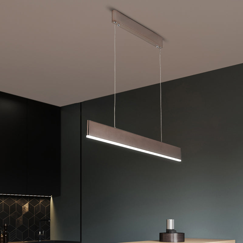 Modern Aluminum Island Light Rectangle 1-Light Restaurant Hanging Lamp with Acrylic Shade