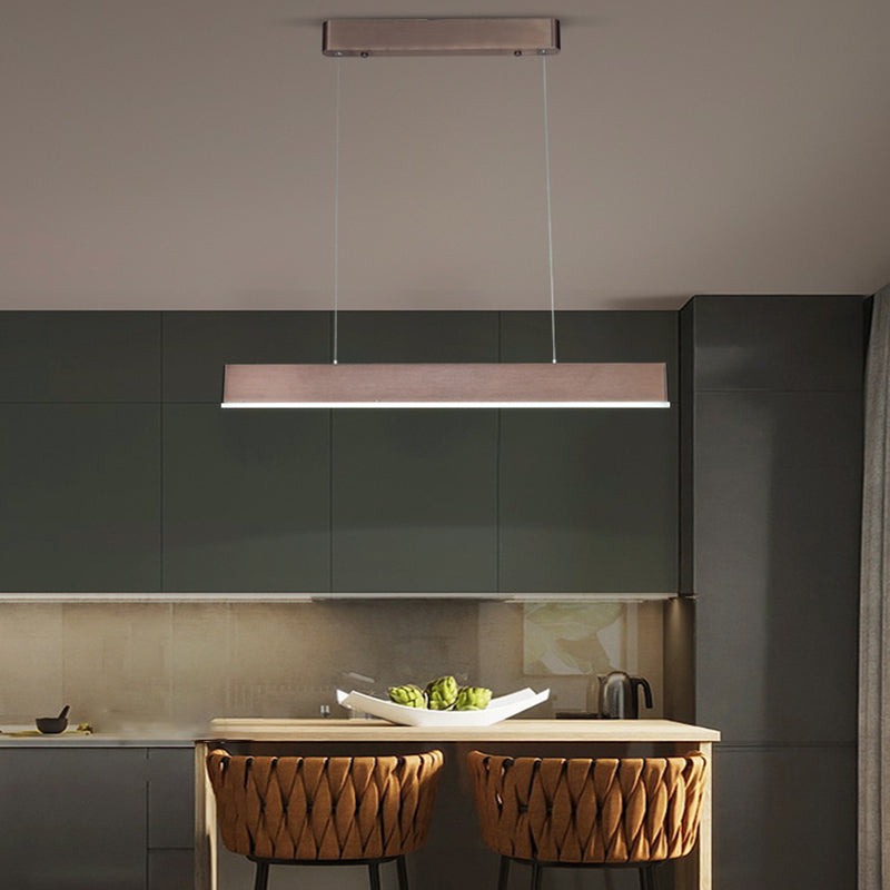 Modern Aluminum Island Light Rectangle 1-Light Restaurant Hanging Lamp with Acrylic Shade