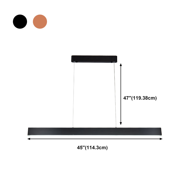 Modern Aluminum Island Light Rectangle 1-Light Restaurant Hanging Lamp with Acrylic Shade