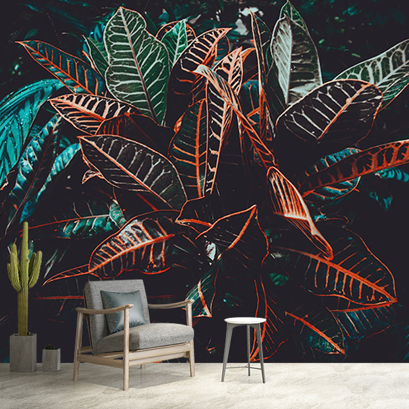 Tropical Plants Stain Resistant Wall Mural Washable Wallpaper Sitting Room Wall Mural