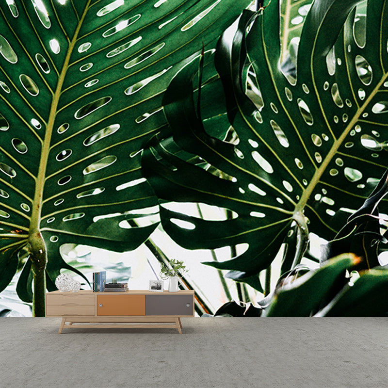 Tropical Plants Stain Resistant Wall Mural Washable Wallpaper Sitting Room Wall Mural