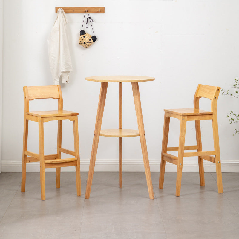 Simple Style Round Bar Table Wood Top Pub Table for Coffee Shop