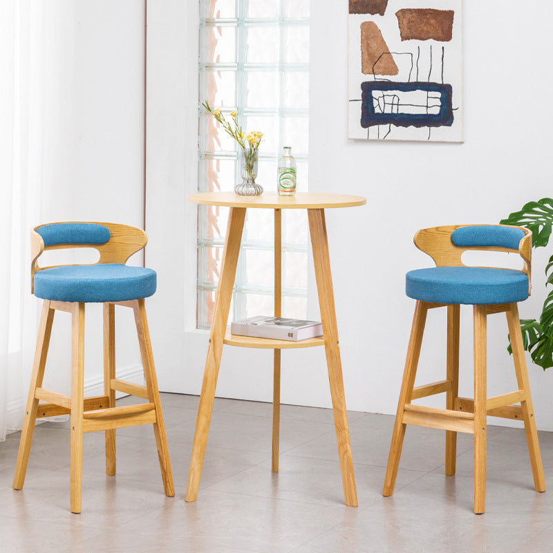 Simple Style Round Bar Table Wood Top Pub Table for Coffee Shop