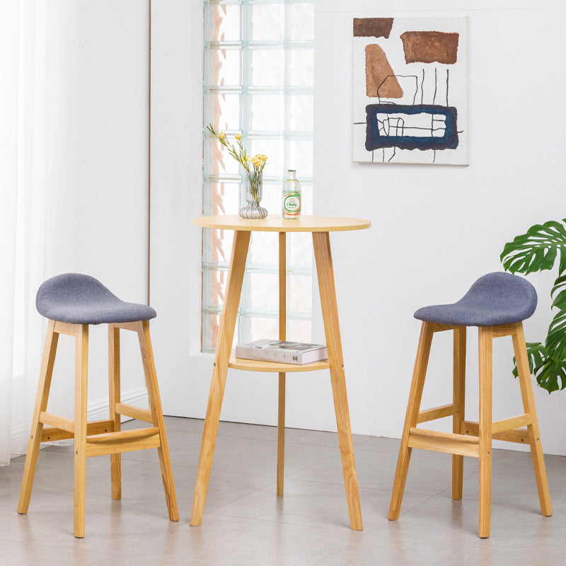 Simple Style Round Bar Table Wood Top Pub Table for Coffee Shop