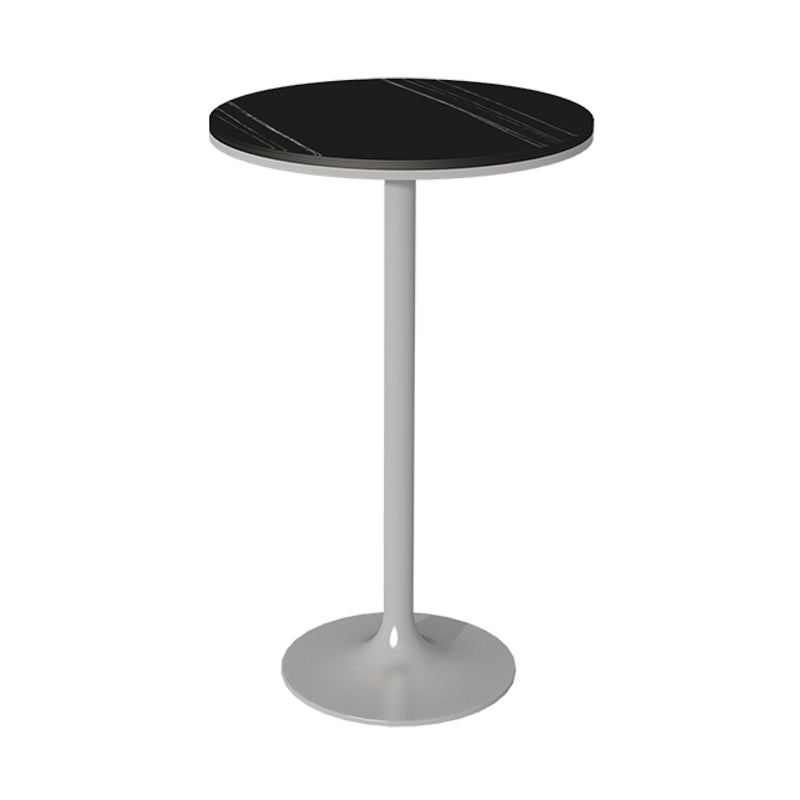 Modern Stone Round Top Bar Table Metal Base Pub Table for Restaurant