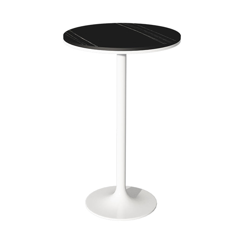 Modern Stone Round Top Bar Table Metal Base Pub Table for Restaurant