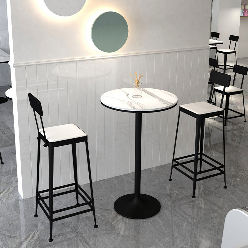 Modern Stone Round Top Bar Table Metal Base Pub Table for Restaurant