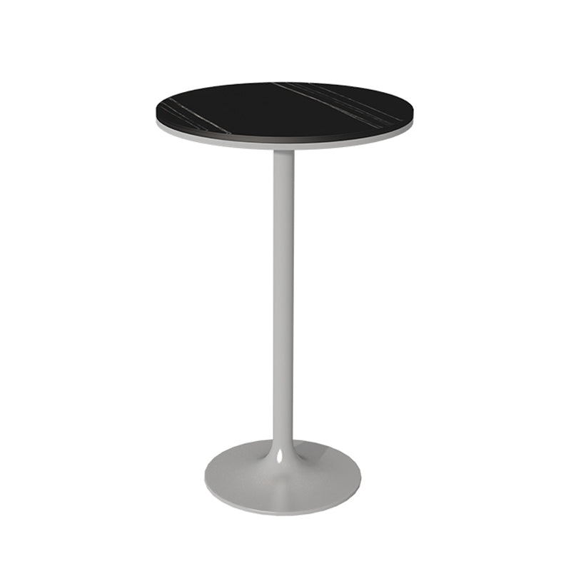 Modern Stone Round Top Bar Table Metal Base Pub Table for Restaurant